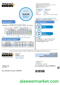 USA Indiana Tipmont business utility bill template in Word and PDF formats